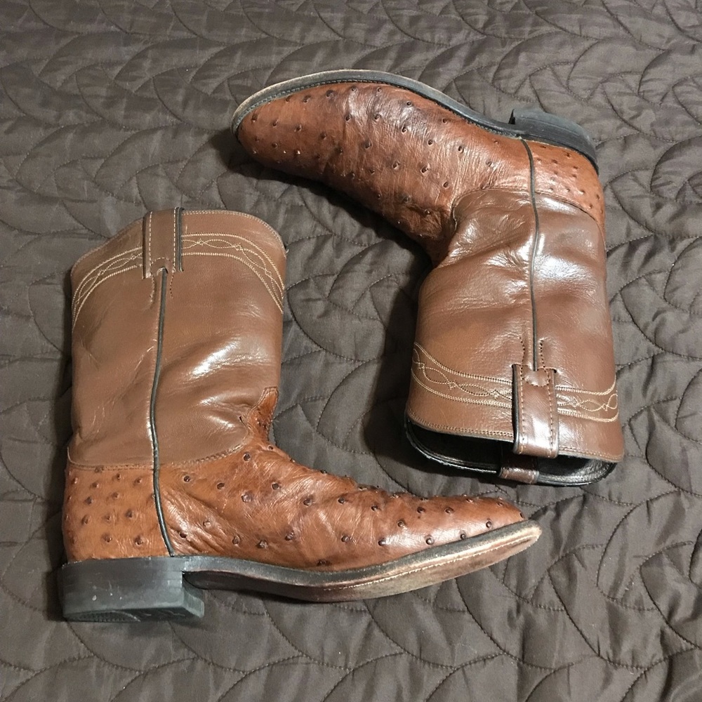 Justin Full Quill Ostrich Boots size 9D Cowboy, Western, Dress